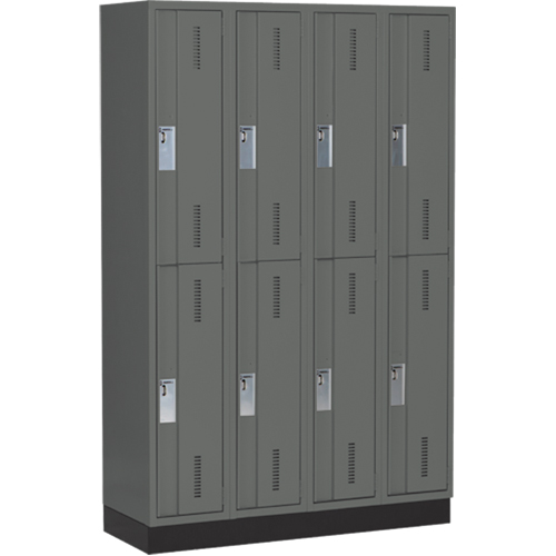 Concorde Heavy-Duty Lockers, 2 -tier, Bank of 4, 48" x 18" x 76", Steel, Charcoal, Welded (Assembled) Superchem Industries