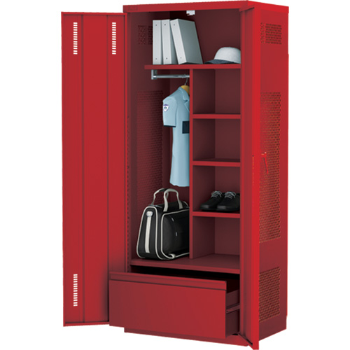 Deluxe Gear Locker, Steel, 36" W x 24" D x 72" H, Red Superchem Industries