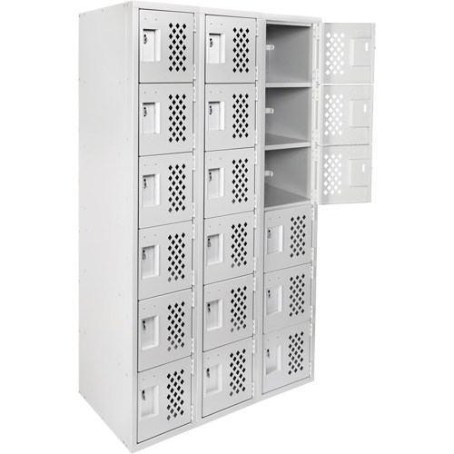 Clean Line Lockerettes, 6 -tier, Bank of 3, 18" x 72" x 12", Steel Superchem Industries