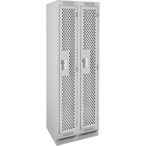 Clean Line Lockers, Bank of 2, 24" x 18" x 76", Steel, Grey, Rivet (Assembled), Perforated Superchem Industries