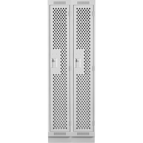 Clean Line Lockers, Bank of 2, 24" x 18" x 76", Steel, Grey, Rivet (Assembled), Perforated Superchem Industries