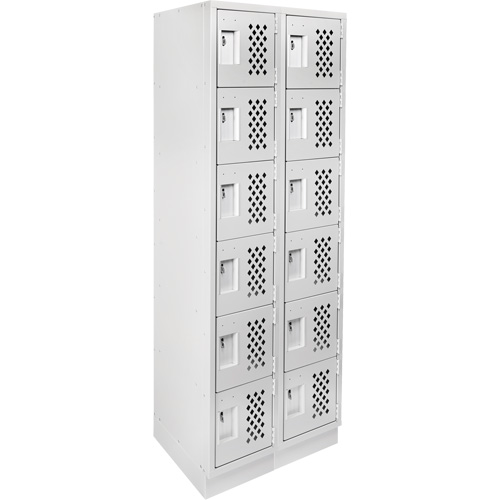 Assembled Lockerettes Clean Line Perforated Economy Lockers, 6 -tier, Bank of 2, 18" x 72" x 12", Steel Superchem Industries
