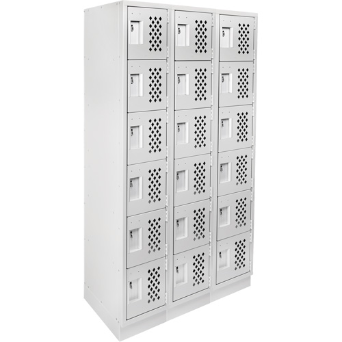 Assembled Lockerettes Clean Line Perforated Economy Lockers, 6 -tier, Bank of 3, 18" x 72" x 12", Steel Superchem Industries