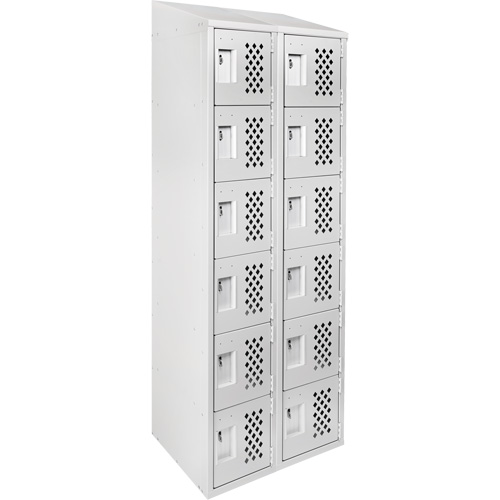 Clean-Line Perforated Lockerette, 6 -tier, Bank of 2, 15" x 72" x 12", Steel Superchem Industries