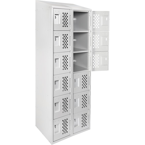 Clean-Line Perforated Lockerette, 6 -tier, Bank of 2, 15" x 72" x 12", Steel Superchem Industries