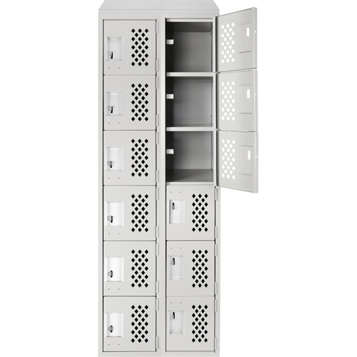 Clean-Line Perforated Lockerette, 6 -tier, Bank of 2, 15" x 72" x 12", Steel Superchem Industries
