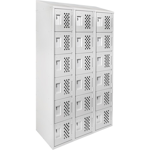 Clean-Line Perforated Lockerette, 6 -tier, Bank of 3, 12" x 72" x 12", Steel Superchem Industries