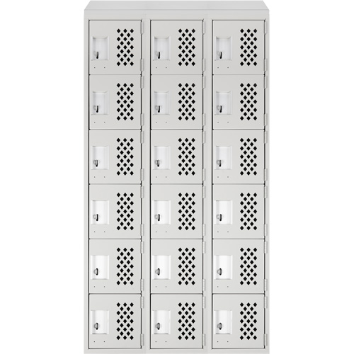 Clean-Line Perforated Lockerette, 6 -tier, Bank of 3, 12" x 72" x 12", Steel Superchem Industries