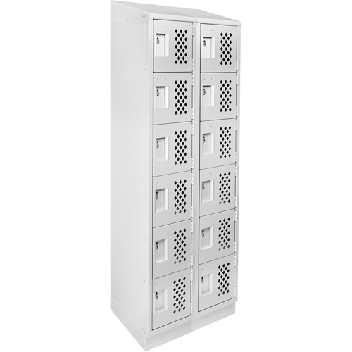 Clean-Line Perforated Lockerette, 6 -tier, Bank of 2, 15" x 72" x 12", Steel Superchem Industries