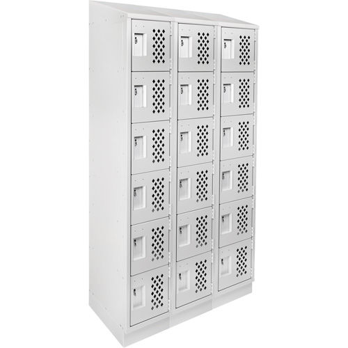 Clean-Line Perforated Lockerette, 6 -tier, Bank of 3, 15" x 72" x 12", Steel Superchem Industries