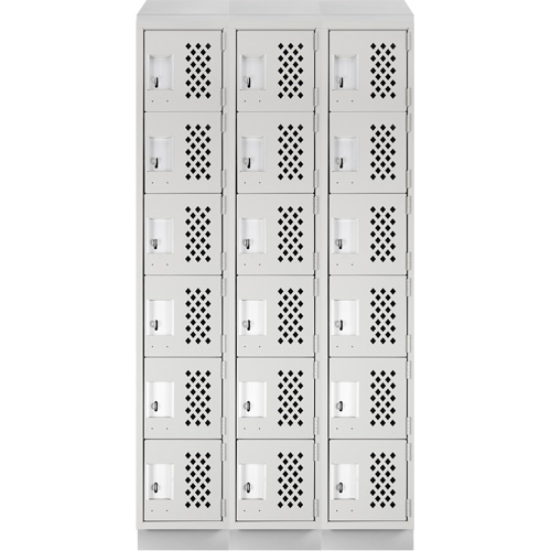 Clean-Line Perforated Lockerette, 6 -tier, Bank of 3, 15" x 72" x 12", Steel Superchem Industries