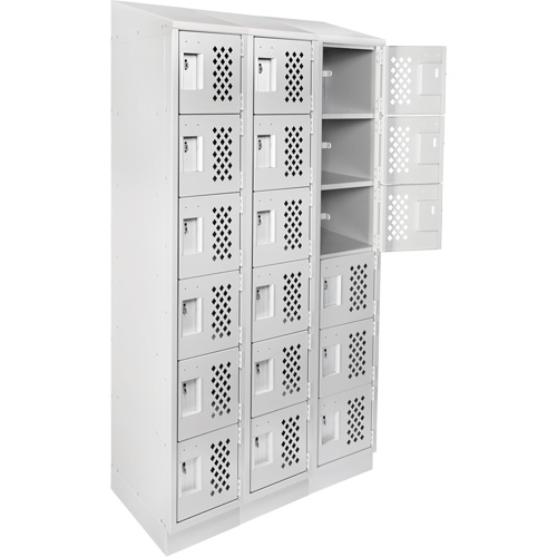 Clean-Line Perforated Lockerette, 6 -tier, Bank of 3, 15" x 72" x 12", Steel Superchem Industries