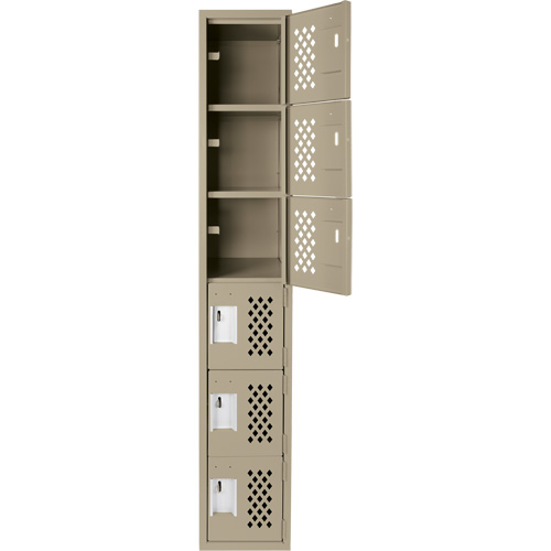 Assembled Lockerettes Clean Line Perforated Economy Lockers, 6 -tier, 18" x 72" x 12", Steel Superchem Industries