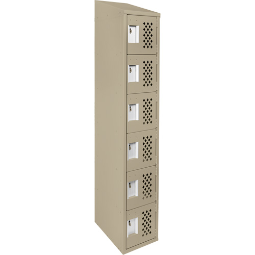 Assembled Lockerettes Clean Line Perforated Economy Lockers, 6 -tier, 18" x 72" x 12", Steel Superchem Industries
