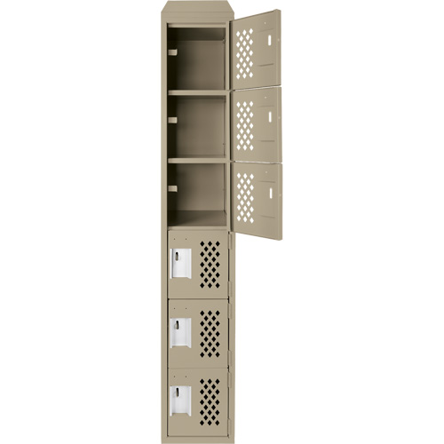 Assembled Lockerettes Clean Line Perforated Economy Lockers, 6 -tier, 18" x 72" x 12", Steel Superchem Industries