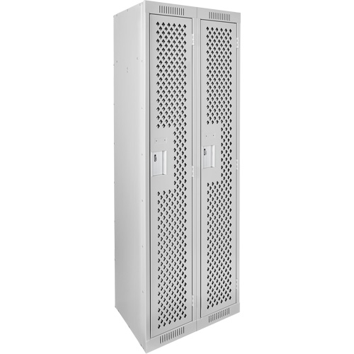 Clean Line Lockers, 2 -tier, 12" x 12" x 72", Steel, Grey, Rivet (Assembled), Perforated Superchem Industries
