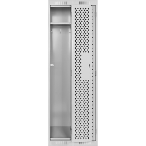 Clean Line Lockers, 2 -tier, 12" x 12" x 72", Steel, Grey, Rivet (Assembled), Perforated Superchem Industries