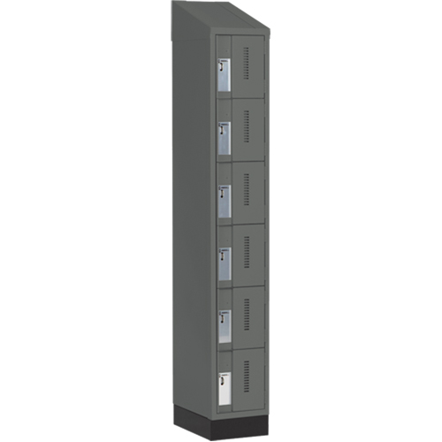 Concorde Heavy-Duty Lockers, 6 -tier, 12" x 18" x 82", Steel, Charcoal, Welded (Assembled) Superchem Industries