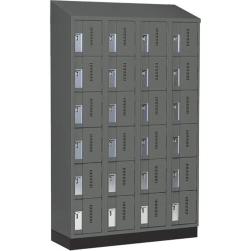 Concorde Heavy-Duty Lockers, 6 -tier, Bank of 4, 48" x 18" x 82", Steel, Charcoal, Welded (Assembled) Superchem Industries