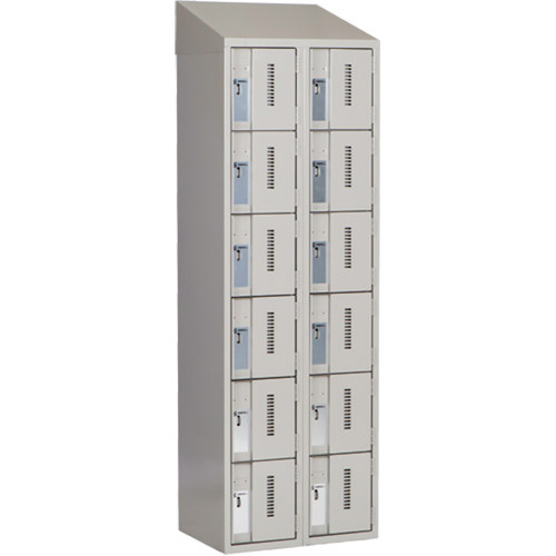 Concorde Heavy-Duty Lockers, 6 -tier, Bank of 2, 24" x 18" x 78", Steel, Grey, Welded (Assembled) Superchem Industries