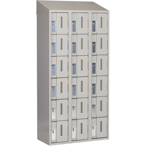 Concorde Heavy-Duty Lockers, 6 -tier, Bank of 3, 36" x 18" x 78", Steel, Grey, Welded (Assembled) Superchem Industries