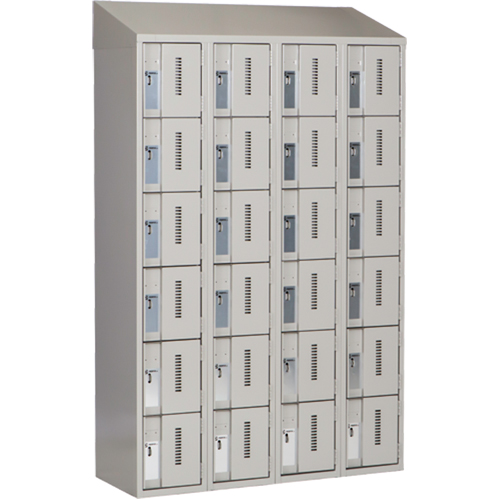 Concorde Heavy-Duty Lockers, 6 -tier, Bank of 4, 48" x 18" x 78", Steel, Grey, Welded (Assembled) Superchem Industries
