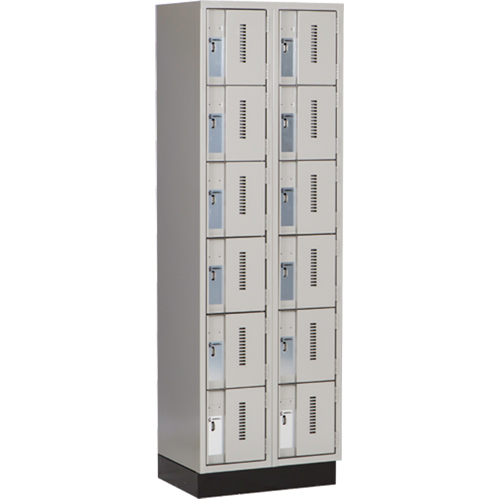 Concorde Heavy-Duty Lockers, 6 -tier, Bank of 2, 24" x 18" x 76", Steel, Grey, Welded (Assembled) Superchem Industries