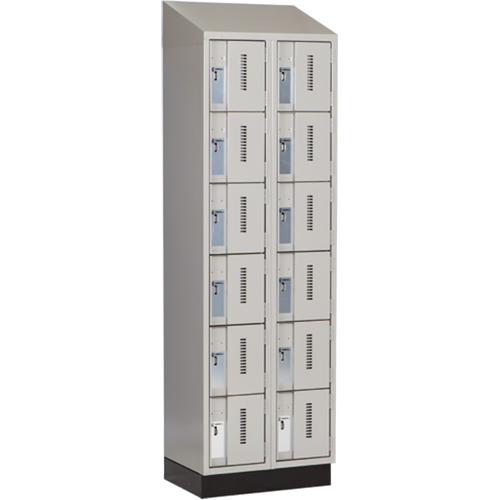 Concorde Heavy-Duty Lockers, 6 -tier, Bank of 2, 24" x 18" x 82", Steel, Grey, Welded (Assembled) Superchem Industries