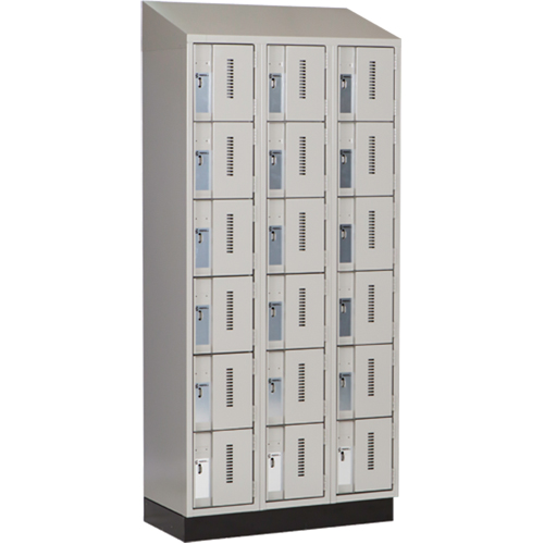 Concorde Heavy-Duty Lockers, 6 -tier, Bank of 3, 36" x 18" x 82", Steel, Grey, Welded (Assembled) Superchem Industries