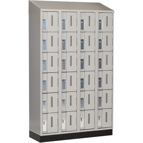 Concorde Heavy-Duty Lockers, 6 -tier, Bank of 4, 48" x 18" x 82", Steel, Grey, Welded (Assembled) Superchem Industries