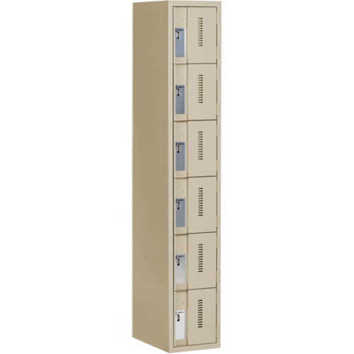 Concorde Heavy-Duty Lockers, 6 -tier, 12" x 18" x 72", Steel, Beige, Welded (Assembled) Superchem Industries