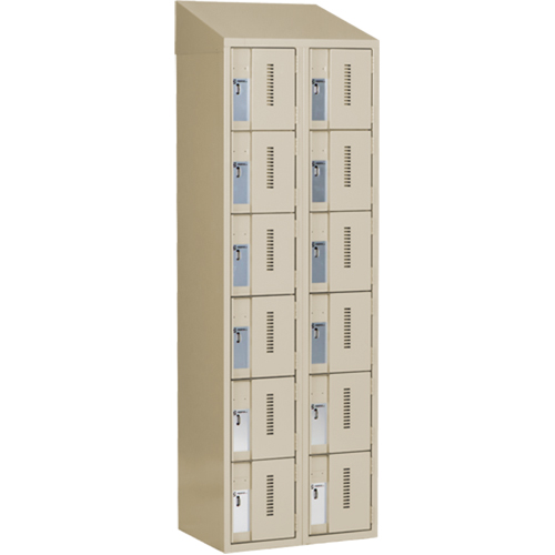 Concorde Heavy-Duty Lockers, 6 -tier, Bank of 2, 24" x 18" x 78", Steel, Beige, Welded (Assembled) Superchem Industries