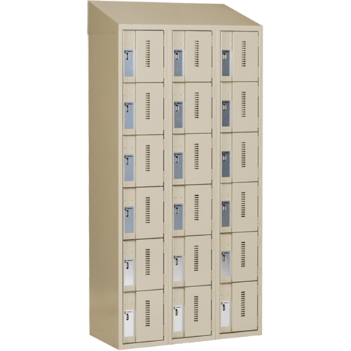 Concorde Heavy-Duty Lockers, 6 -tier, Bank of 3, 36" x 18" x 78", Steel, Beige, Welded (Assembled) Superchem Industries