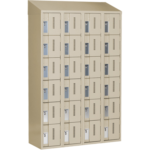 Concorde Heavy-Duty Lockers, 6 -tier, Bank of 4, 48" x 18" x 78", Steel, Beige, Welded (Assembled) Superchem Industries