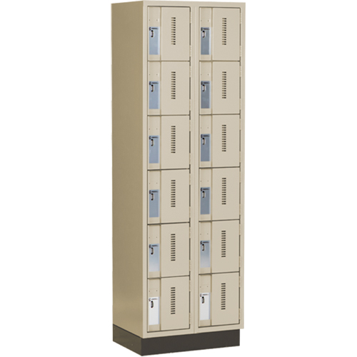 Concorde Heavy-Duty Lockers, 6 -tier, Bank of 2, 24" x 18" x 76", Steel, Beige, Welded (Assembled) Superchem Industries