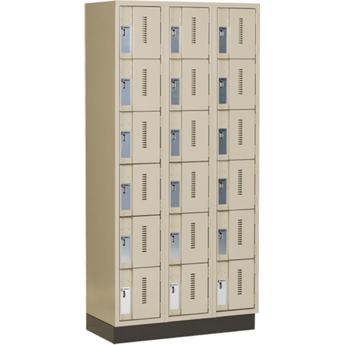 Concorde Heavy-Duty Lockers, 6 -tier, Bank of 3, 36" x 18" x 76", Steel, Beige, Welded (Assembled) Superchem Industries