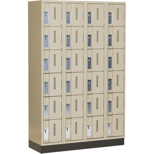 Concorde Heavy-Duty Lockers, 6 -tier, Bank of 4, 48" x 18" x 76", Steel, Beige, Welded (Assembled) Superchem Industries