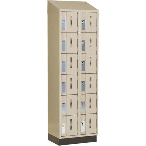 Concorde Heavy-Duty Lockers, 6 -tier, Bank of 2, 24" x 18" x 82", Steel, Beige, Welded (Assembled) Superchem Industries