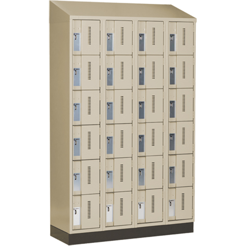 Concorde Heavy-Duty Lockers, 6 -tier, Bank of 4, 48" x 18" x 82", Steel, Beige, Welded (Assembled) Superchem Industries