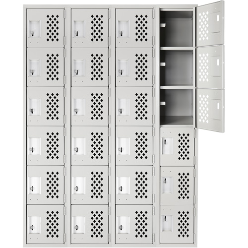 Clean Line Lockerettes, 6 -tier, Bank of 4, 18" x 72" x 12", Steel Superchem Industries