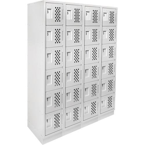 Assembled Clean Line Perforated Economy Lockers, 6 -tier, Bank of 4, 18" x 72" x 12", Steel Superchem Industries