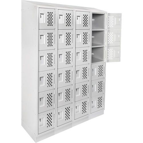 Assembled Clean Line Perforated Economy Lockers, 6 -tier, Bank of 4, 18" x 72" x 12", Steel Superchem Industries
