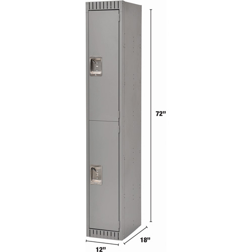 Lockers, 2 -tier, 12" x 18" x 72", Steel, Grey, Rivet (Assembled) Superchem Industries