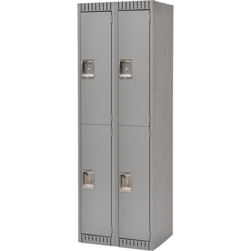 Lockers, 2 -tier, Bank of 2, 24" x 18" x 72", Steel, Grey, Rivet (Assembled) Superchem Industries