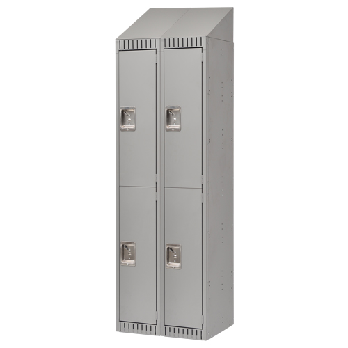 Lockers, 2 -tier, Bank of 2, 24" x 18" x 82", Steel, Grey, Knocked Down Superchem Industries