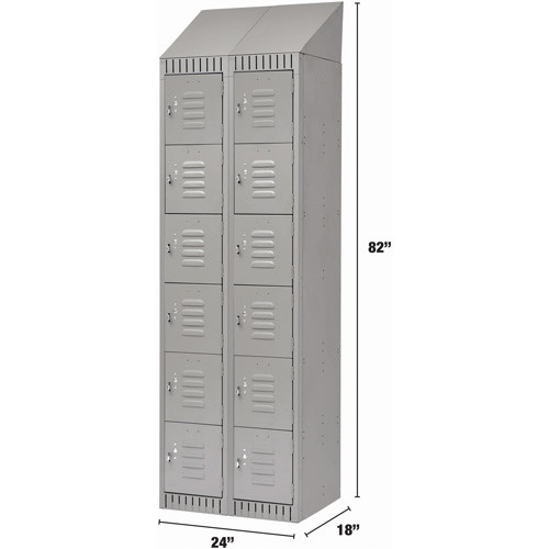 Casiers, 6 niveaux, Bloc de 2, 24" x 18" x 82", Acier, Gris, D&eacute;mont&eacute; Superchem Industries