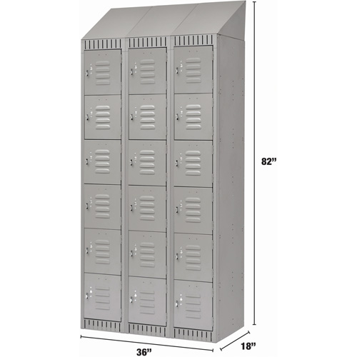 Casiers, 6 niveaux, Bloc de 3, 36" x 18" x 82", Acier, Gris, D&eacute;mont&eacute; Superchem Industries