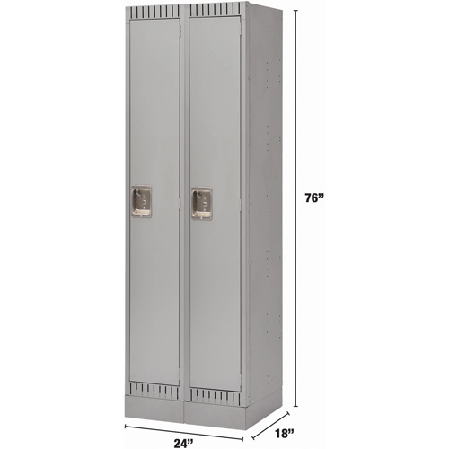 Lockers, Bank of 2, 24" x 18" x 76", Steel, Grey, Knocked Down Superchem Industries