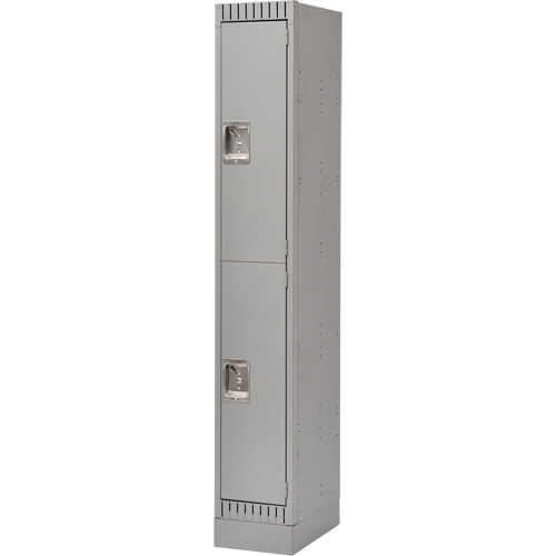 Assembled Lockers, 2 -tier, 12" x 18" x 72", Steel, Grey, Rivet (Assembled) Superchem Industries
