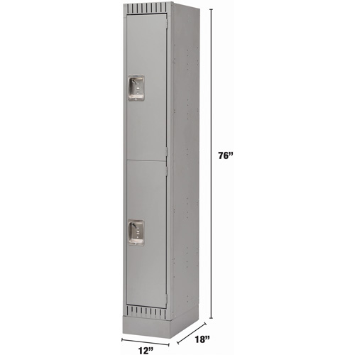 Lockers, 2 -tier, 12" x 18" x 76", Steel, Grey, Knocked Down Superchem Industries